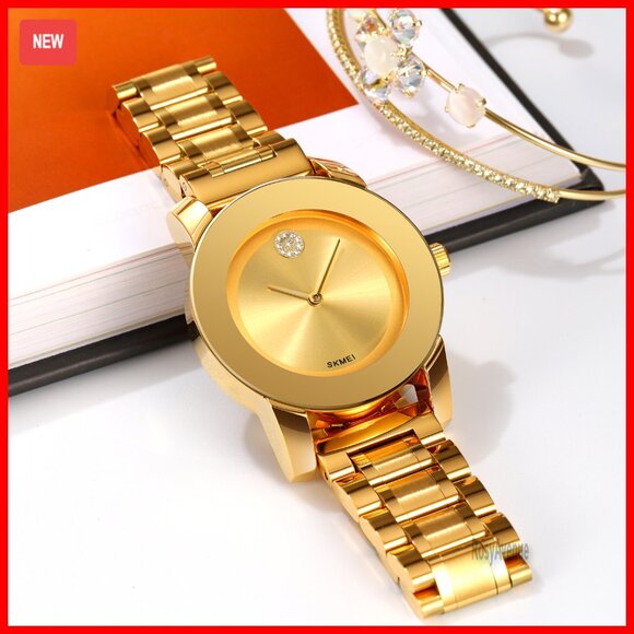Unisex Stainless Steel Waterproof Quartz Watch with Diamond  display picture 1